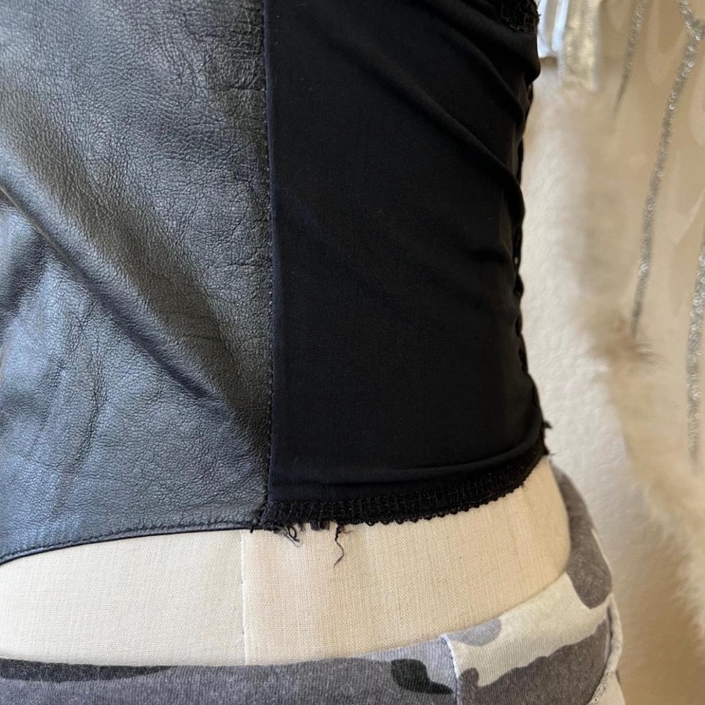 Vintage Leather Black Corset with Studded Detail - Picture 2 of 8